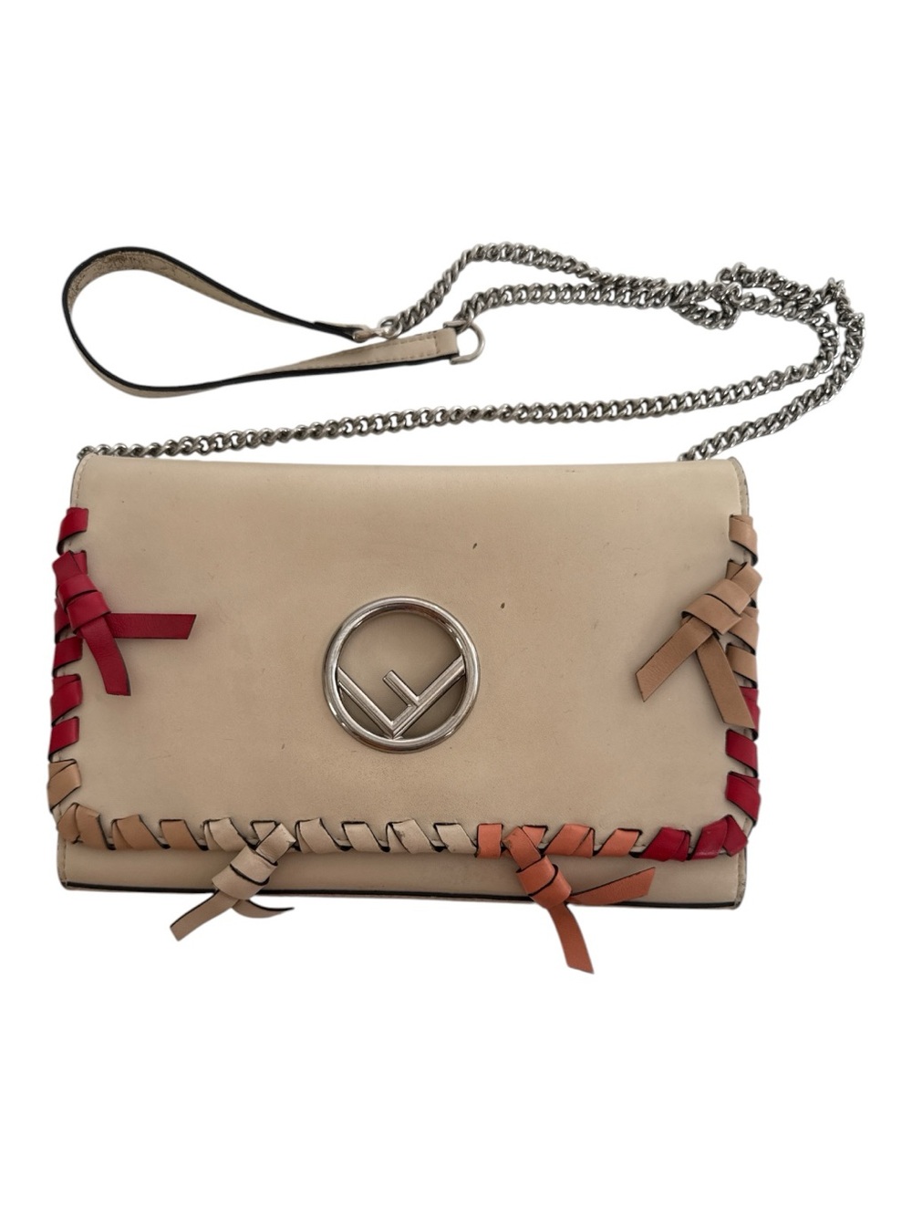 Fendi F is Fendi Wallet On Chain with Whipstitch Leather Trim